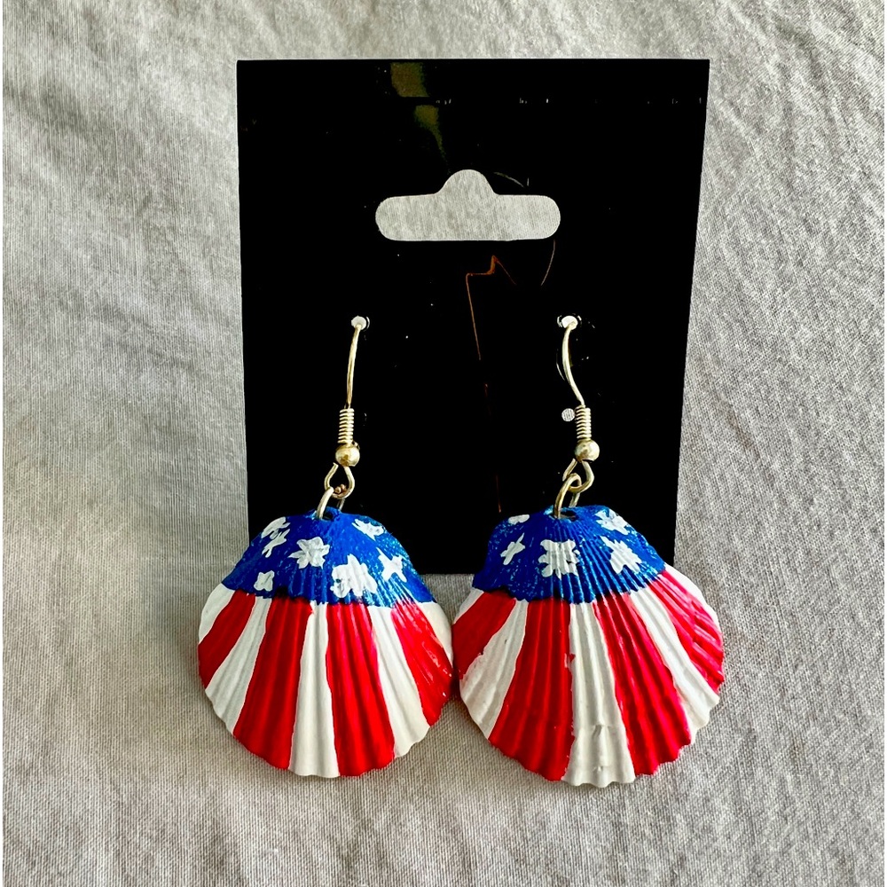 Hand painted shell earrings